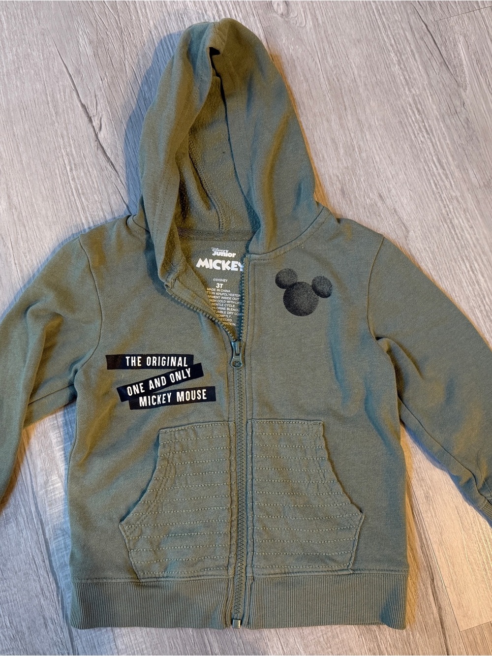 Disney Olive Green Mickey Mouse Zip Hoodie for Kids